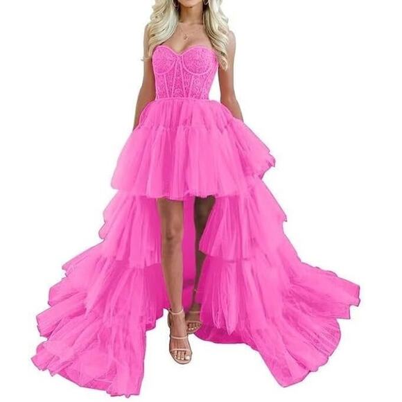 other Dresses & Skirts - $198 Women's Barbie Coquette Puffy High Low Tiered Tulle Strapless Sweetheart